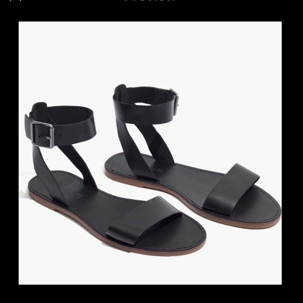 Madewell Black Leather Strap Sandals